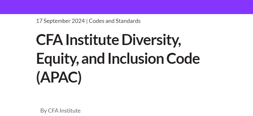 Sep2024: CFAI Diversity, Equity, and Inclusion code