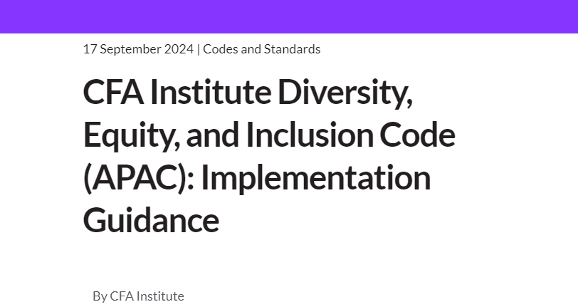 Sep2024: CFAI Diversity, Equity, and Inclusion code: Implementation Guidance